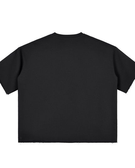 Boxy Half-Sleeve Raw-Edge T-Shirt