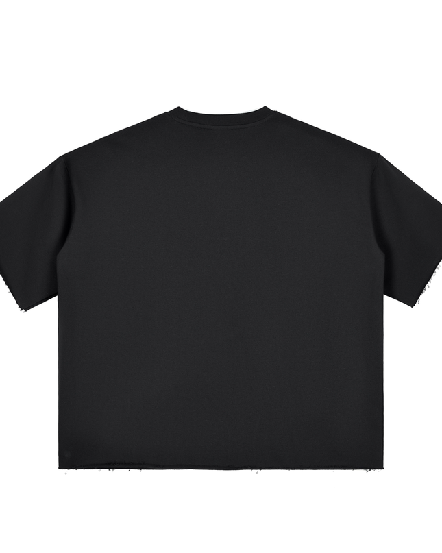 Boxy Half-Sleeve Raw-Edge T-Shirt