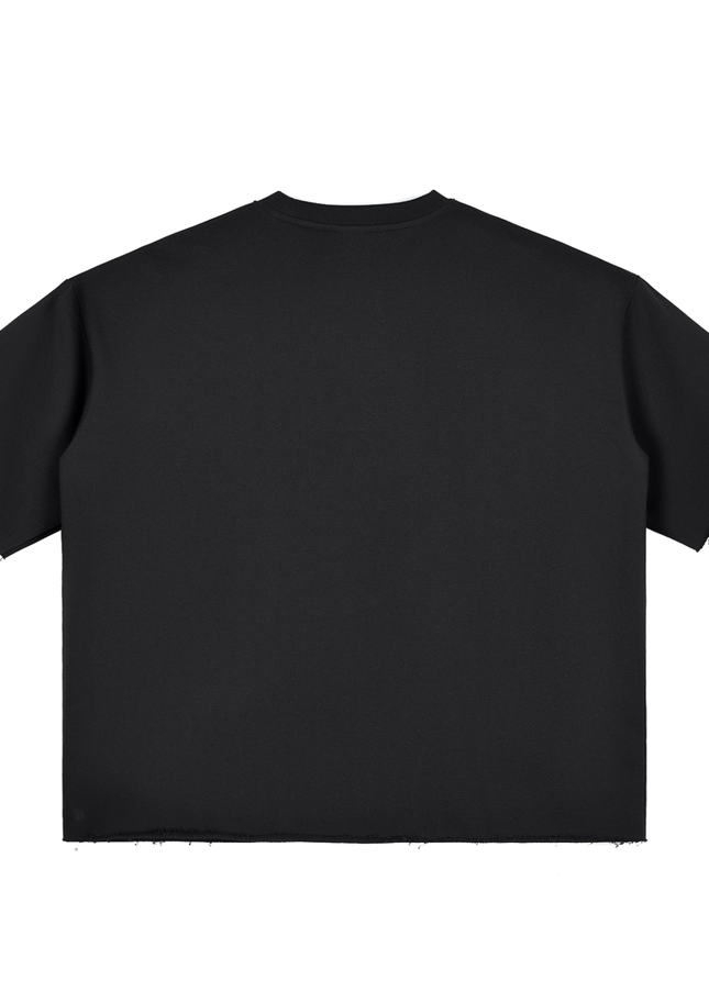 Boxy Half-Sleeve Raw-Edge T-Shirt