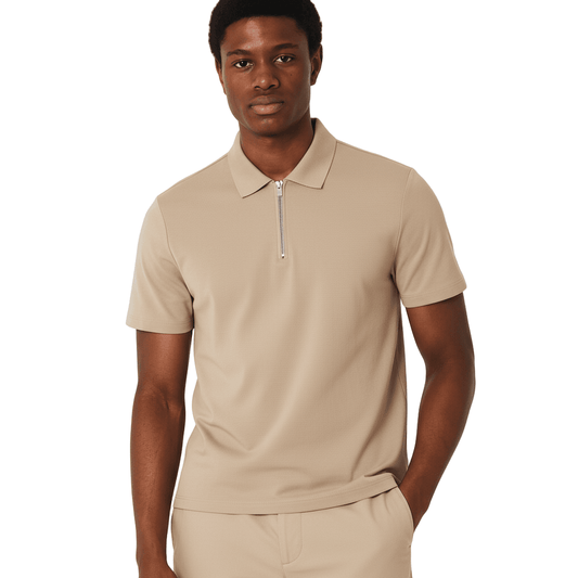 NWRLD CLEAN / Half-Zip Cotton Polo Shirt - NWRLD CLOTHING