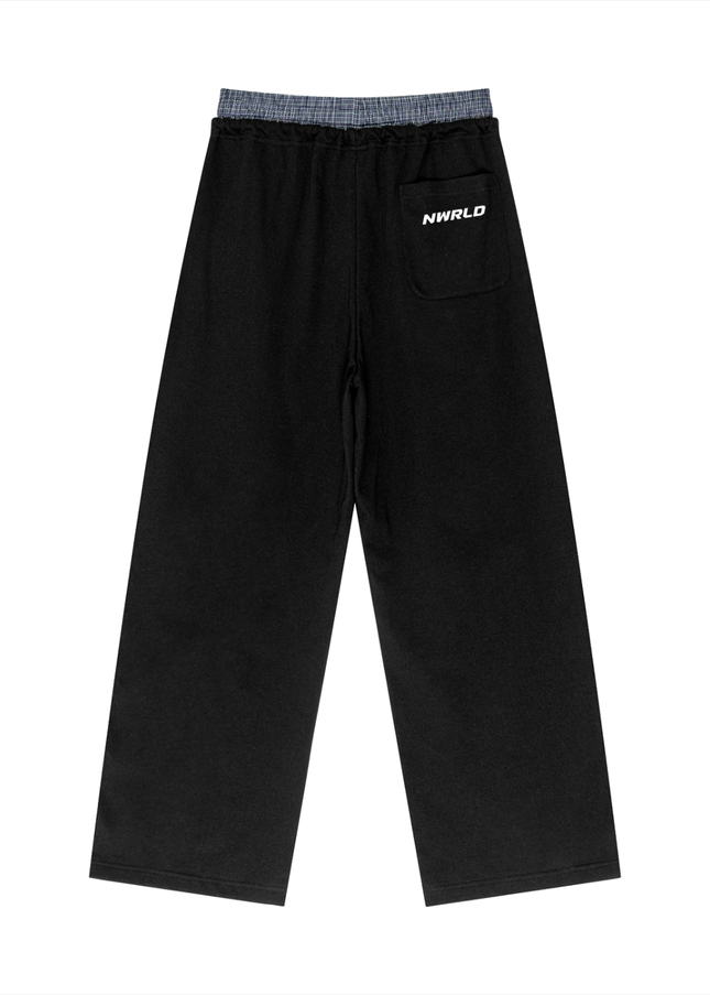 Plaid Contrast Waist Pants