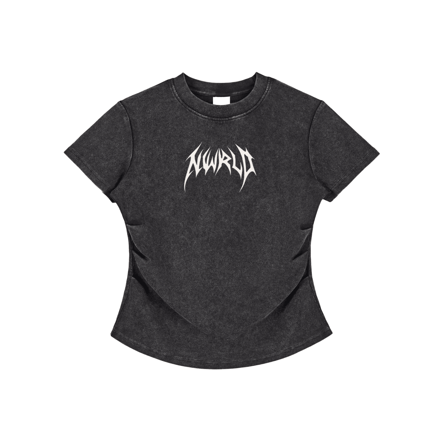 DARK MODE x METAL MANIA / Vintaged-Wash Bodycon Cotton T-Shirt - NWRLD CLOTHING