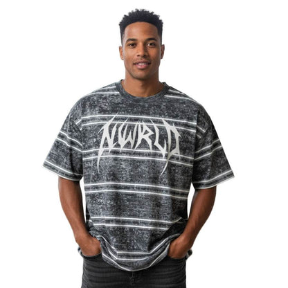 DARK MODE x METAL MANIA / Stripe Boxy T-shirt - NWRLD CLOTHING