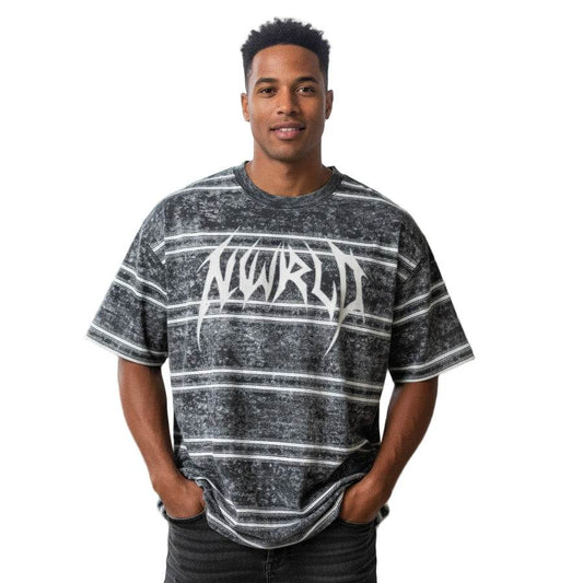 DARK MODE x METAL MANIA / Stripe Boxy T-shirt - NWRLD CLOTHING