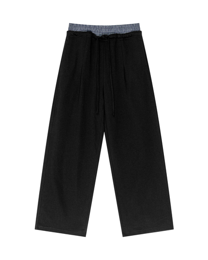 Plaid Contrast Waist Pants
