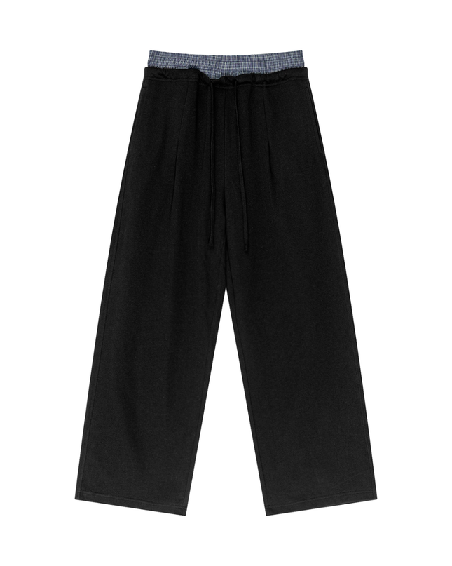 Plaid Contrast Waist Pants