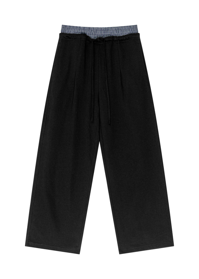 Plaid Contrast Waist Pants