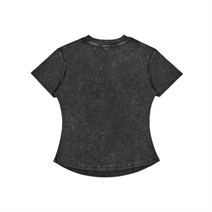 DARK MODE x METAL MANIA / Vintaged-Wash Bodycon Cotton T-Shirt - NWRLD CLOTHING