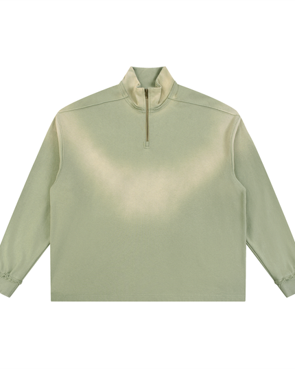 NWRLD 003 / Sun Fade Raw Edge Quarter-Zip Sweatshirt