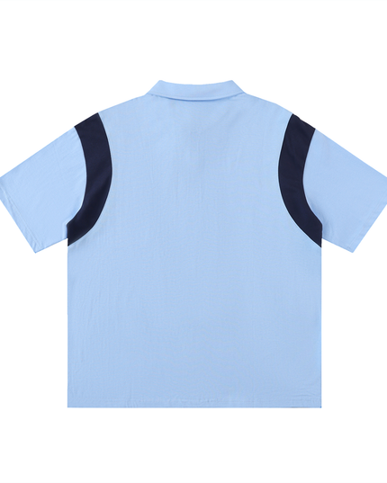 Contrast Panel Cotton Polo Shirt