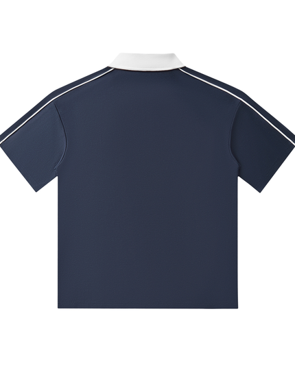 Contrast Collar Short-Sleeve Polo Shirt
