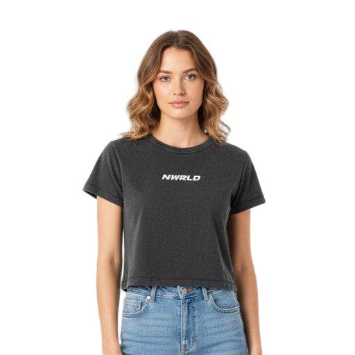 NWRLD ESSENTIALS / Snow Washed Crop Top - NWRLD CLOTHING
