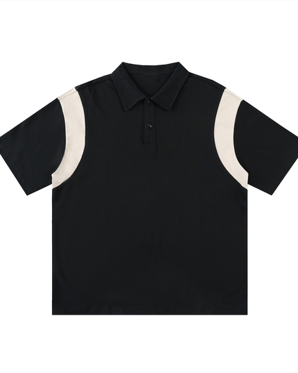 Contrast Panel Cotton Polo Shirt