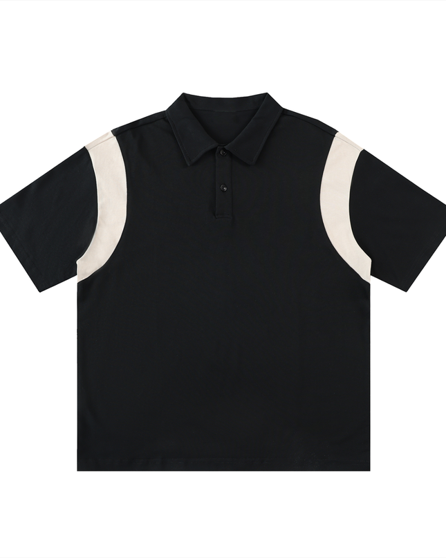 Contrast Panel Cotton Polo Shirt