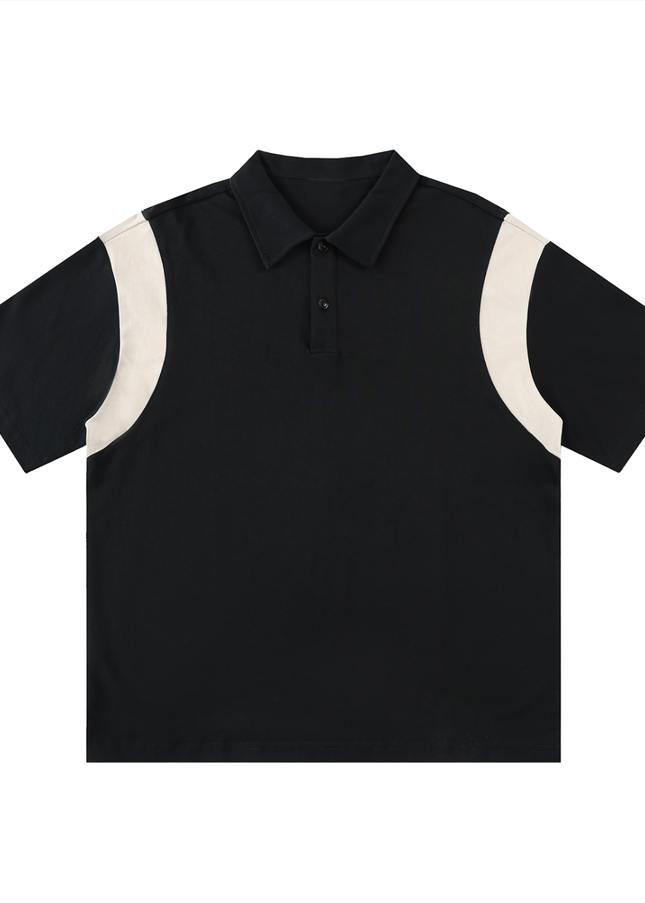 Contrast Panel Cotton Polo Shirt