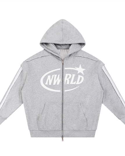 NWRLD 002 Contrast Tape Zip Hoodie