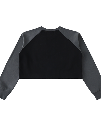 Raw-Hem Color-Block Raglan Crop Sweatshirt