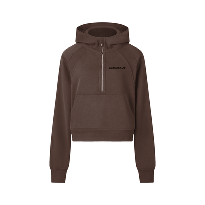 NWRLD ESSENTIALS / Cropped Half-Zip Hoodie - NWRLD CLOTHING
