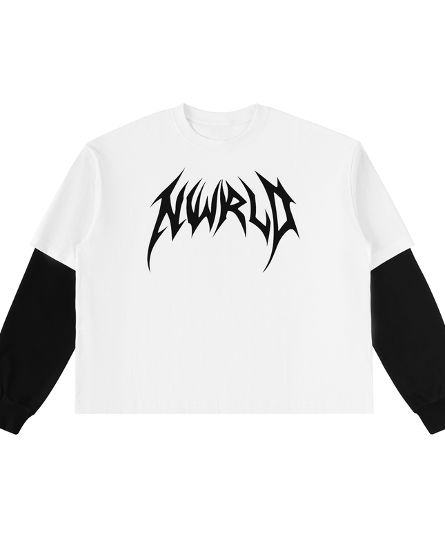 Layered Contrast Sleeve Cotton T-Shirt