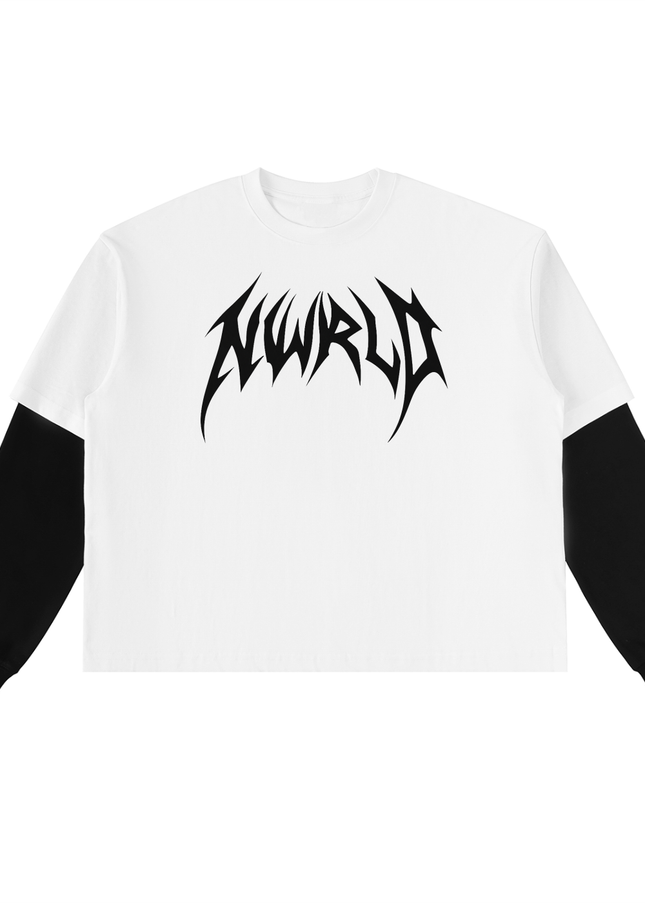 Layered Contrast Sleeve Cotton T-Shirt