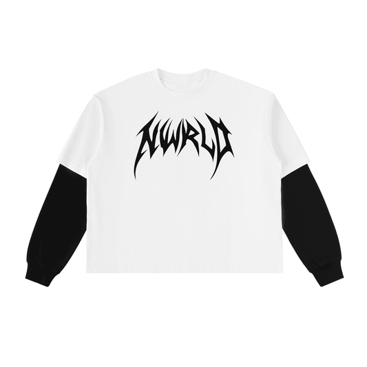 DARKMODE x METALMANIA / Layered Contrast Sleeve T-Shirt - NWRLD CLOTHING
