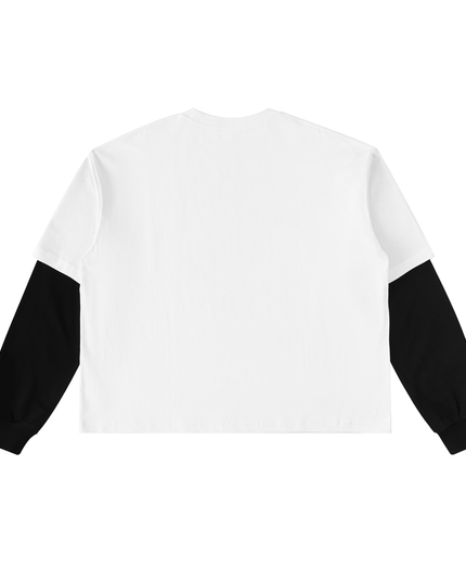Layered Contrast Sleeve Cotton T-Shirt