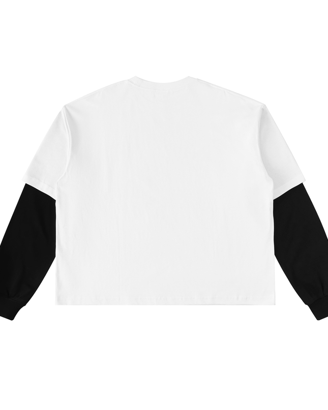 Layered Contrast Sleeve Cotton T-Shirt