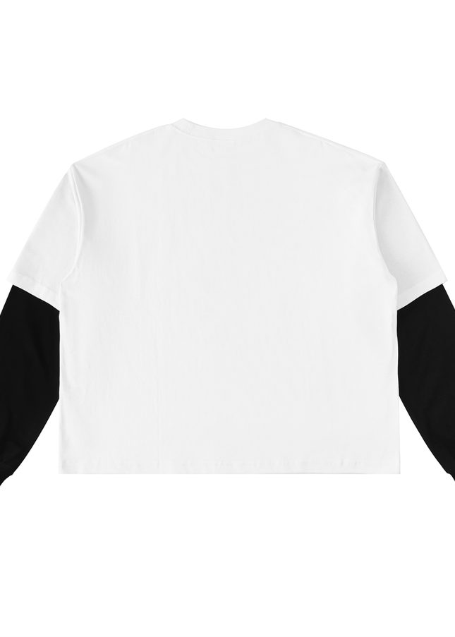 Layered Contrast Sleeve Cotton T-Shirt