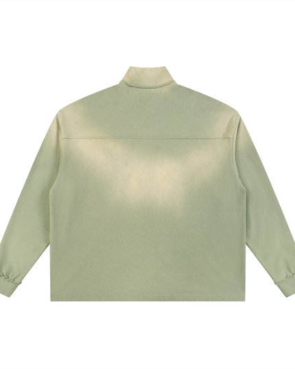 NWRLD 003 / Sun Fade Raw Edge Quarter-Zip Sweatshirt