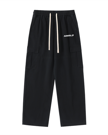 Drawstring Waist Straight-Leg Cargo Pants