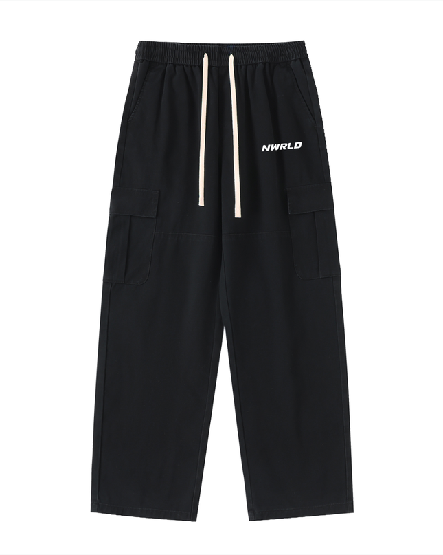 Drawstring Waist Straight-Leg Cargo Pants