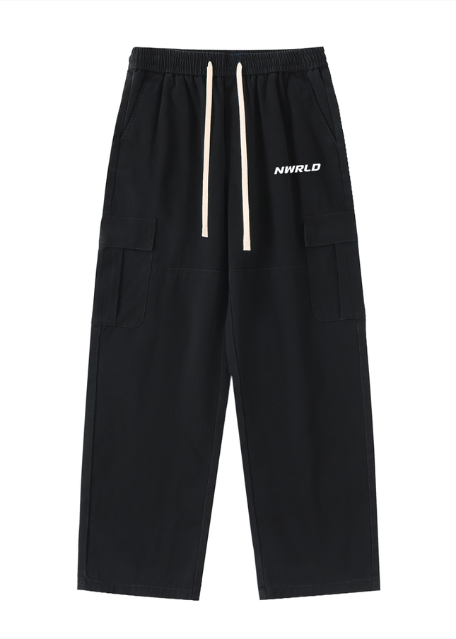 Drawstring Waist Straight-Leg Cargo Pants