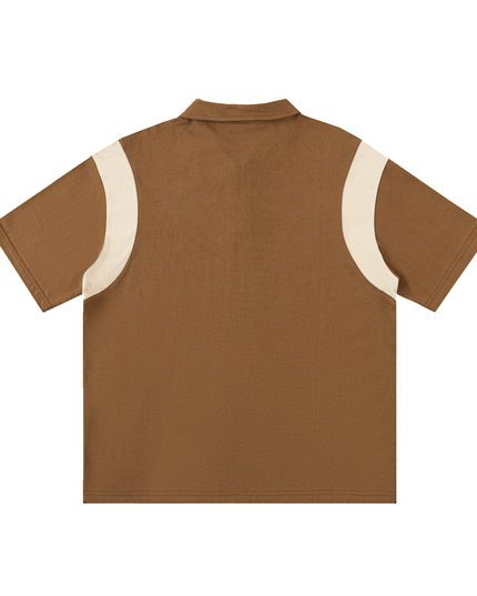 Contrast Panel Cotton Polo Shirt
