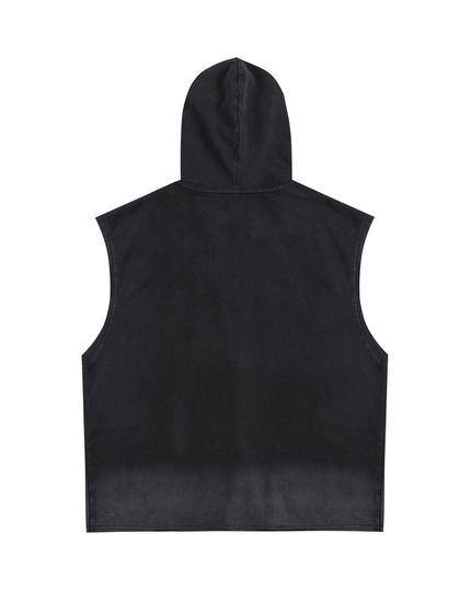 Vintage Washed Zip-Up Hooded Tank Top