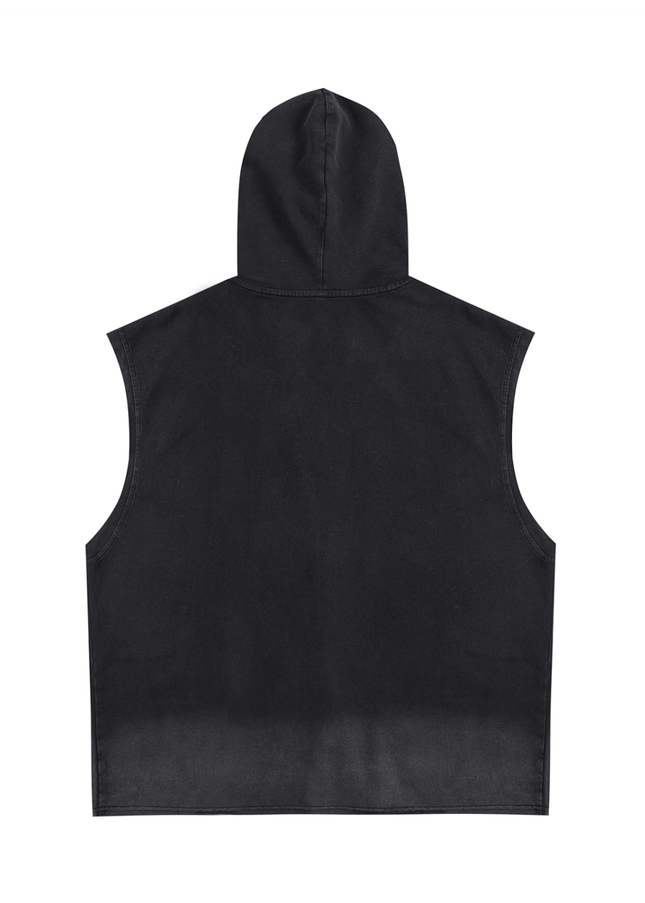 Vintage Washed Zip-Up Hooded Tank Top