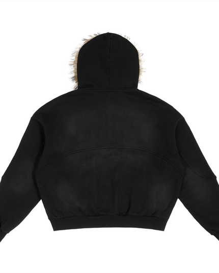NWRLD 003 | Sun Fade Boxy Fur Zip Hoodie