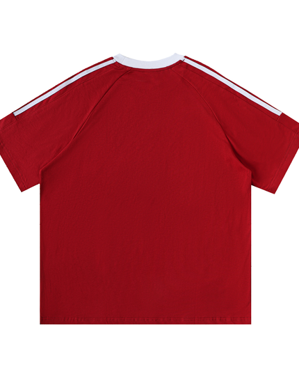 Contrast Tape Crewneck Cotton T-Shirt