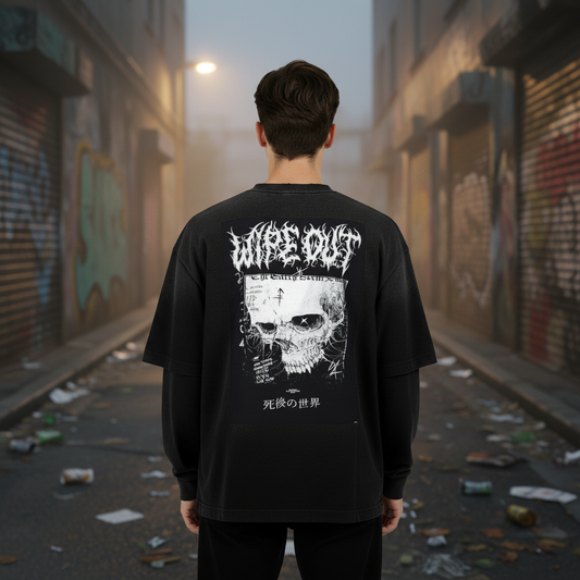 Sunfade Hand-Frayed Faux Two-Piece T-Shirt | Darkmode x Metalmania