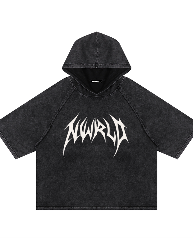 Snow Washed Hooded Boxy T-Shirt