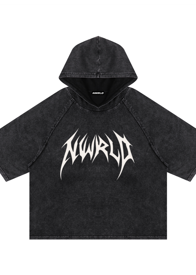 Snow Washed Hooded Boxy T-Shirt