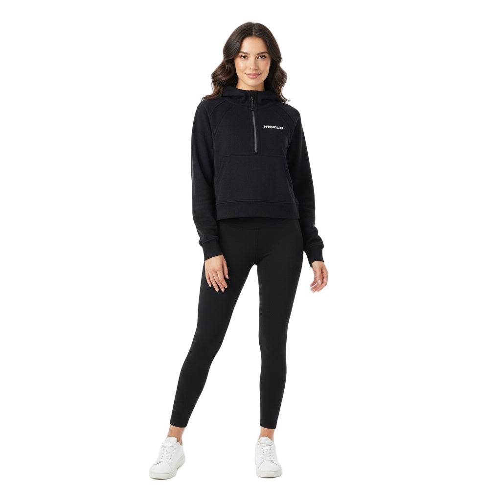 NWRLD ESSENTIALS / Cropped Half-Zip Hoodie - NWRLD CLOTHING