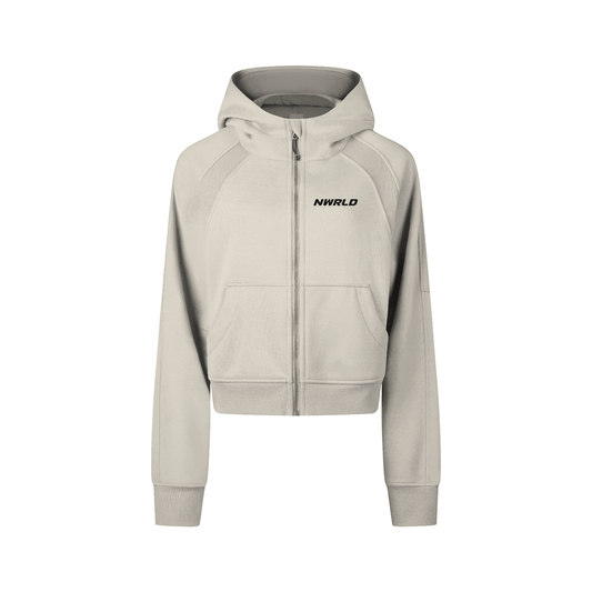 NWRLD ESSENTIALS / Cropped Zip-Through Hoodie - NWRLD CLOTHING