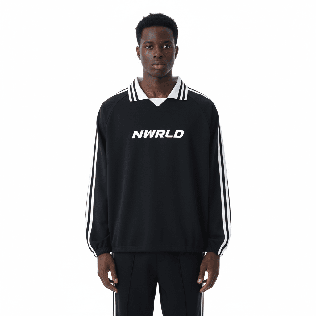 NWRLD ESSENTIALS / Contrast Striped Collar Sweatshirt - NWRLD CLOTHING