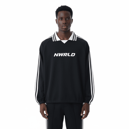 NWRLD ESSENTIALS / Contrast Striped Collar Sweatshirt - NWRLD CLOTHING