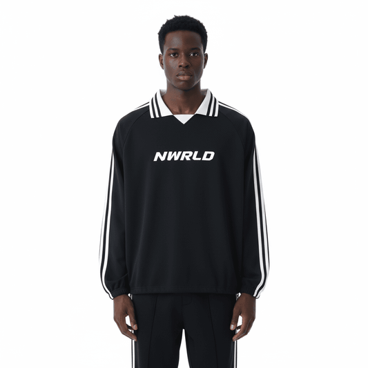 NWRLD ESSENTIALS / Contrast Striped Collar Sweatshirt - NWRLD CLOTHING