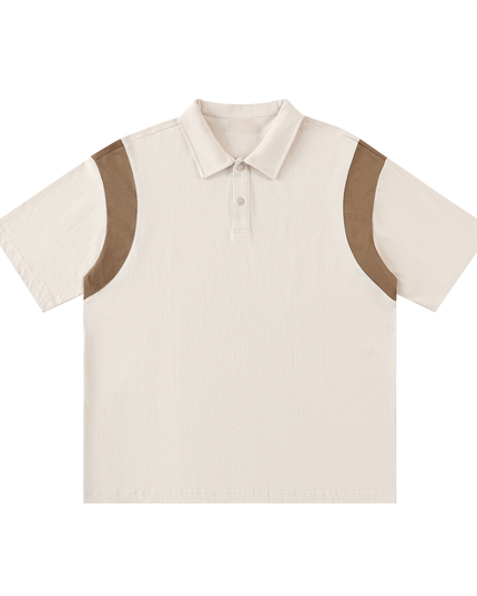 Contrast Panel Cotton Polo Shirt