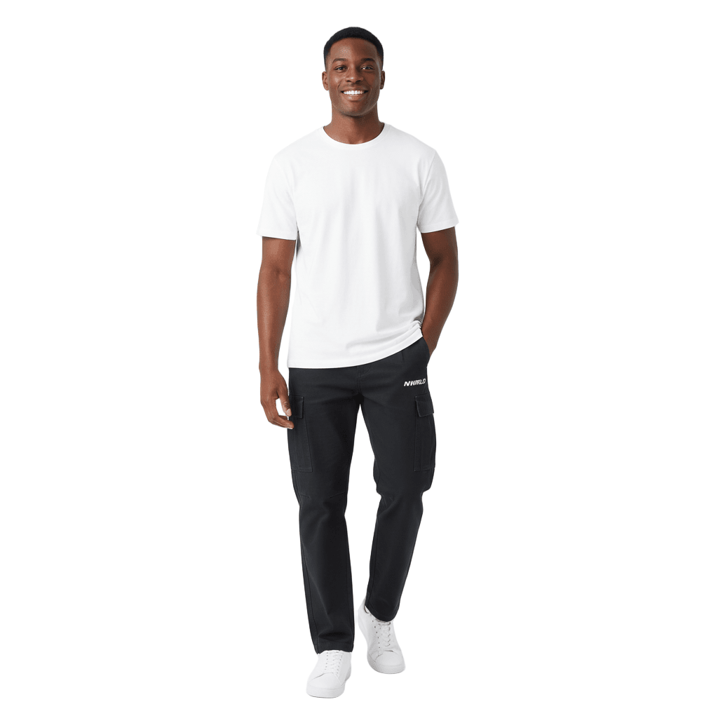 NWRLD ESSENTIALS / Elastic-Waist Cargo Pants - NWRLD CLOTHING