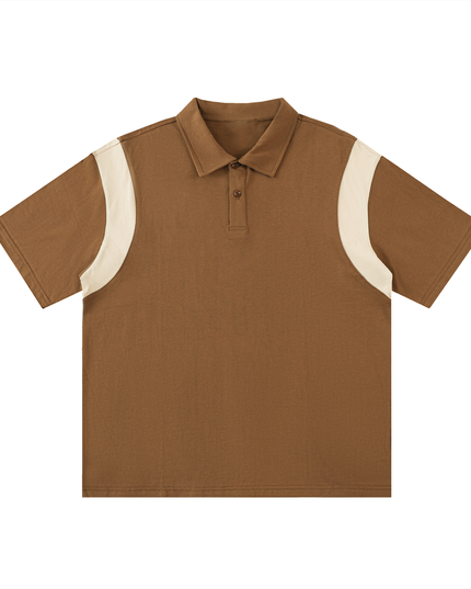Contrast Panel Cotton Polo Shirt