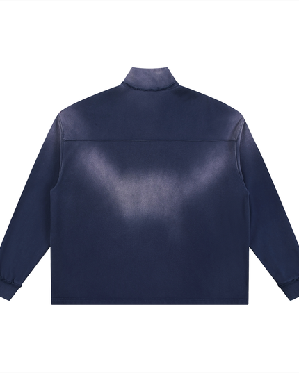 NWRLD 003 / Sun Fade Raw Edge Quarter-Zip Sweatshirt