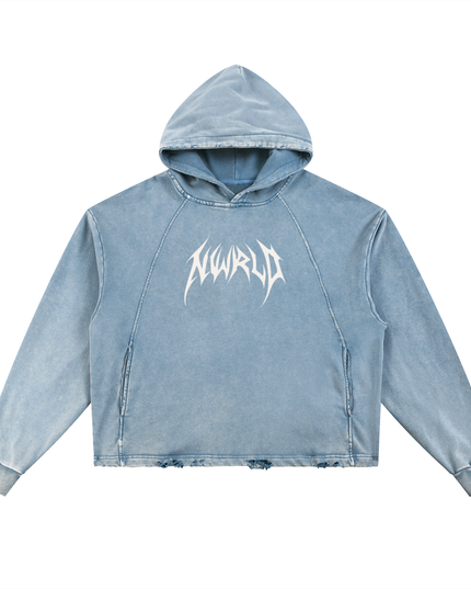 Vintage Washed Frayed-Hem Hoodie